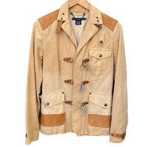 Ralph Lauren Blue Label Leather Buckles Coat M Tan